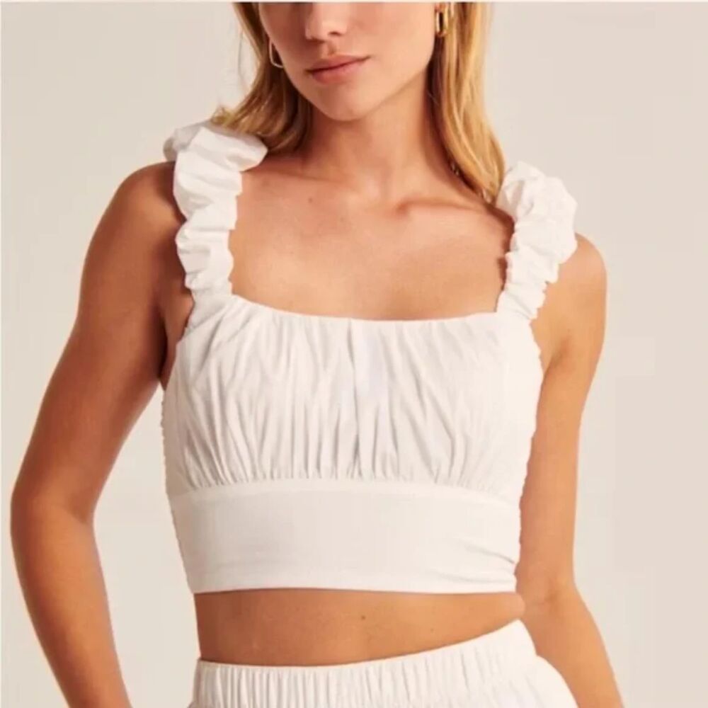 Abercrombie & Fitch Poplin Scrunch Strap Crop Top - Size XL
